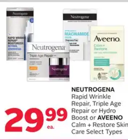 Rexall NEUTROGENA Rapid Wrinkle Repair, Triple Age Repair or Hydro Boost or AVEENO Calm + Restore Skin Care offer