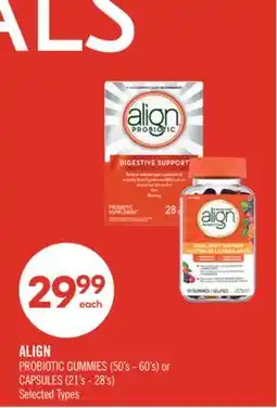 Shoppers Drug Mart ALIGN PROBIOTIC GUMMIES (50's - 60's) or CAPSULES (21's - 28's) offer