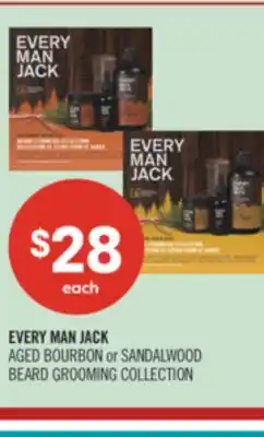 Shoppers Drug Mart EVERY MAN JACK AGED BOURBON or SANDALWOOD BEARD GROOMING COLLECTION offer