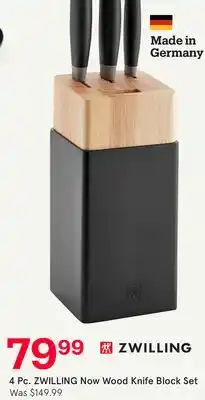 Kitchen Stuff Plus 4 Pc. ZWILLING Now Wood Knife Block Set offer