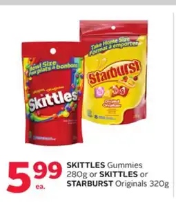 Rexall SKITTLES Gummies 280g or SKITTLES or STARBURST Originals 320g offer