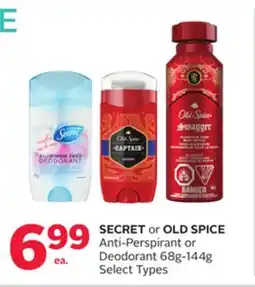 Rexall SECRET or OLD SPICE Anti-Perspirant or Deodorant offer