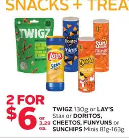 Rexall TWIGZ 130g or LAY'S Stax or DORITOS, CHEETOS, FUNYUNS or SUNCHIPS Minis 81g-163g offer