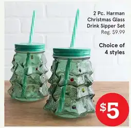 Kitchen Stuff Plus 2 Pc. Harman Christmas Glass Drink Sipper Set offer