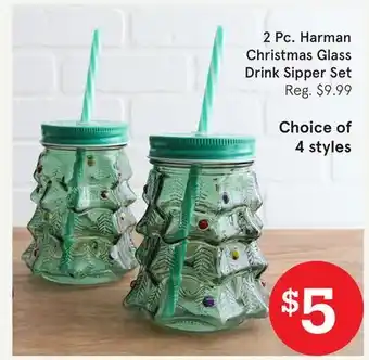 Kitchen Stuff Plus 2 Pc. Harman Christmas Glass Drink Sipper Set offer