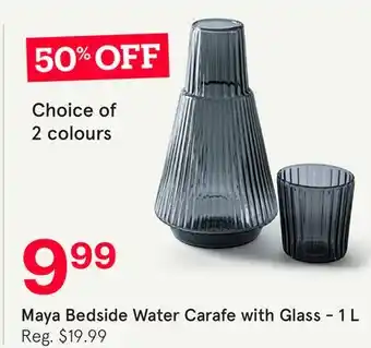 Kitchen Stuff Plus Maya Bedside Water Carafe with Glass offer
