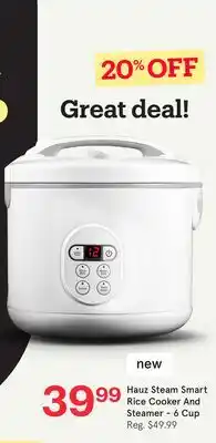 Kitchen Stuff Plus Hauz Steam Smart Rice Cooker And Steamer-6 Cup offer