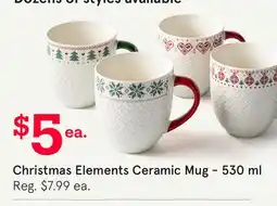 Kitchen Stuff Plus Christmas Elements Ceramic Mug-530 ml offer