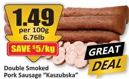Starsky Double Smoked Pork Sausage Kaszubska offer