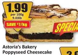 Starsky Astoria's Bakery Poppyseed Cheesecake offer