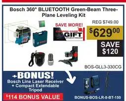 Atlas Tools & Machinery Bosch 360° BLUETOOTH Green-Beam Three- Plane Leveling Kit offer