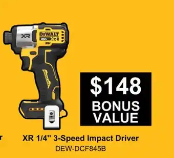 Atlas Tools & Machinery DEWALT XR 20 VALUE XR 1/4 3-Speed Impact Driver offer