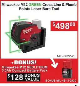 Atlas Tools & Machinery Milwaukee M12 REDLITHIUM 3.0Ah Compact Battery Pack offer