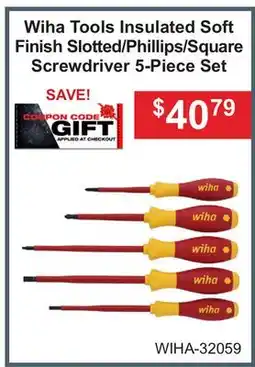 Atlas Tools & Machinery Wiha Tools Insulated Soft Finish Slotted/Phillips/Square Screwdriver 5-Piece Set offer
