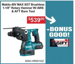 Atlas Tools & Machinery Makita 40V MAX XGT Brushless 1-1/8 Rotary Hammer W/ AWS & AFT Bare Tool offer