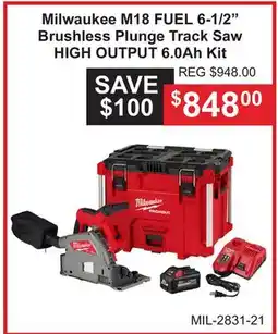 Atlas Tools & Machinery Milwaukee M18 FUEL 6-1/2 Brushless Plunge Track Saw offer