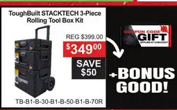 Atlas Tools & Machinery ToughBuilt STACKTECH 3-Piece Rolling Tool Box Kit offer