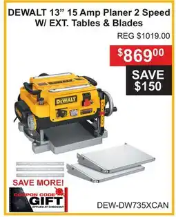 Atlas Tools & Machinery DEWALT 13 15 Amp Planer 2 Speed W/EXT. Tables & Blades offer