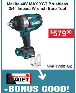 Atlas Tools & Machinery Makita 40V MAX XGT Brushless 3/4 Impact Wrench Bare offer
