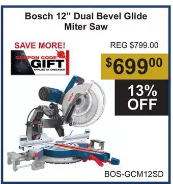 Atlas Tools & Machinery Bosch 12 Dual Bevel Glide Miter Saw offer