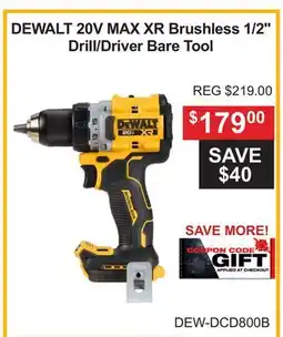 Atlas Tools & Machinery DEWALT 20V MAX XR Brushless 1/2 Drill/Driver Bare Tool offer