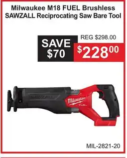 Atlas Tools & Machinery Milwaukee M18 FUEL Brushless SAWZALL Reciprocating Saw Tool offer