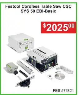 Atlas Tools & Machinery Festool Cordless Table Saw CSC SYS 50 EBI-Basic offer