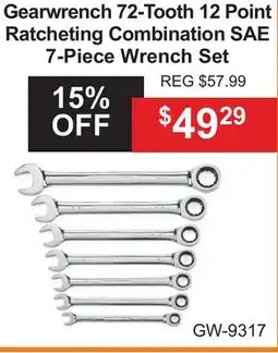 Atlas Tools & Machinery Gearwrench 72-Tooth 12 Point Ratcheting Combination SAE 7-Piece Wrench Set offer
