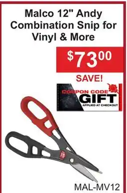 Atlas Tools & Machinery Malco 12 Andy Combination Snip for Vinyl & More offer