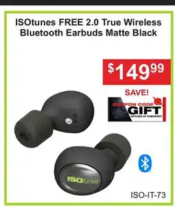 Atlas Tools & Machinery ISOtunes FREE 2.0 True Wireless Bluetooth Earbuds Matte Black offer