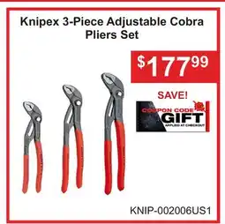 Atlas Tools & Machinery Knipex 3-Piece Adjustable Cobra Pliers Set offer