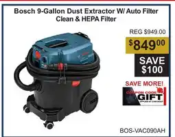 Atlas Tools & Machinery Bosch 9-Gallon Dust Extractor W/Auto Filter offer