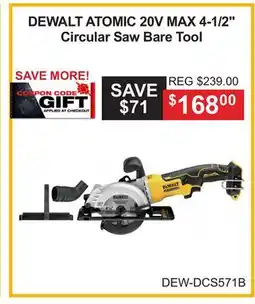Atlas Tools & Machinery DEWALT ATOMIC 20V MAX 4-1/2 Circular Saw offer