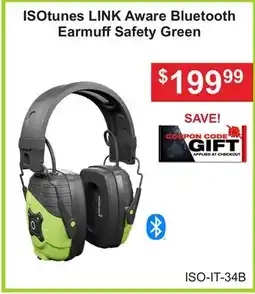 Atlas Tools & Machinery ISOtunes LINK Aware Bluetooth EarmuffSafety Green offer