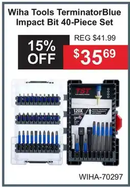 Atlas Tools & Machinery Wiha Tools TerminatorBlue Impact Bit 40-Piece Set offer
