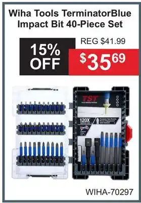 Atlas Tools & Machinery Wiha Tools TerminatorBlue Impact Bit 40-Piece Set offer