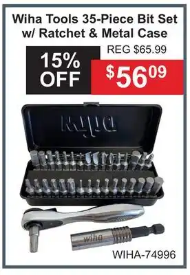 Atlas Tools & Machinery Wiha Tools 35-Piece Bit Set w/Ratchet & Metal Case offer