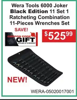 Atlas Tools & Machinery Wera Tools 6000 Joker Black Edition 11 Set 1 Ratcheting Combination 11-Pieces Wrenches Set offer