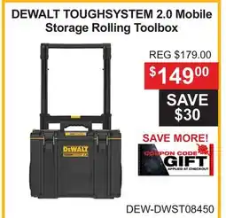 Atlas Tools & Machinery DEWALT TOUGHSYSTEM 2.0 Mobile Storage Rolling Toolbox offer