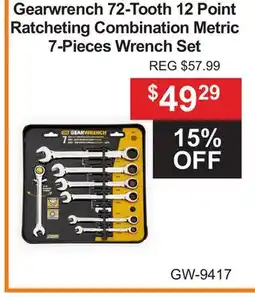 Atlas Tools & Machinery Gearwrench 72-Tooth 12 Point Ratcheting Combination Metric 7-Pieces Wrench Set offer