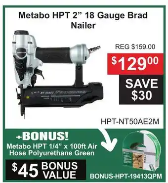 Atlas Tools & Machinery Metabo HPT 2 18 Gauge Brad Nailer offer