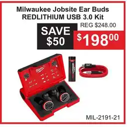 Atlas Tools & Machinery Milwaukee Jobsite Ear Buds REDLITHIUM USB 3.0 Kit offer