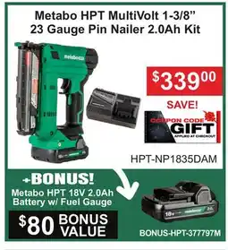 Atlas Tools & Machinery Metabo HPT MultiVolt 1-3/8 Metabo HPT 18V 2.0Ah Battery offer