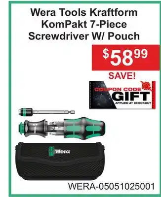 Atlas Tools & Machinery Wera Tools Kraftform KomPakt 7-Piece Screwdriver W/ Pouch offer