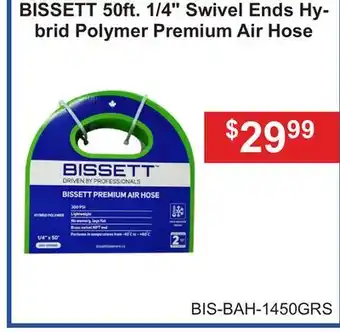 Atlas Tools & Machinery BISSETT 50ft. 1/4 Swivel Ends Hy- brid Polymer Premium Air Hose offer