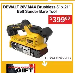 Atlas Tools & Machinery DEWALT 20V MAX Brushless 3 x 21 Belt Sander Bare Tool offer