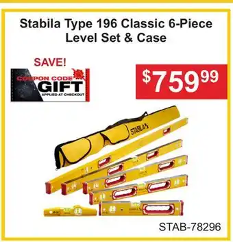 Atlas Tools & Machinery Stabila Type 196 Classic 6-Piece Level Set & Case offer