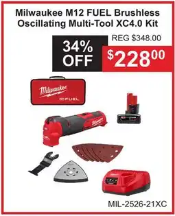 Atlas Tools & Machinery Milwaukee M12 FUEL Brushless Oscillating Multi-Tool XC4 offer