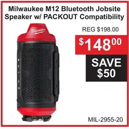 Atlas Tools & Machinery Milwaukee M12 Bluetooth Jobsite Speaker w/ PACKOUT Compatibility offer