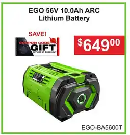 Atlas Tools & Machinery EGO 56V 10.0Ah ARC Lithium Battery offer
